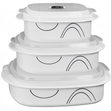 Corelle Simple Lines Microwave Cookware 3 Container Food Storage Set REL1561